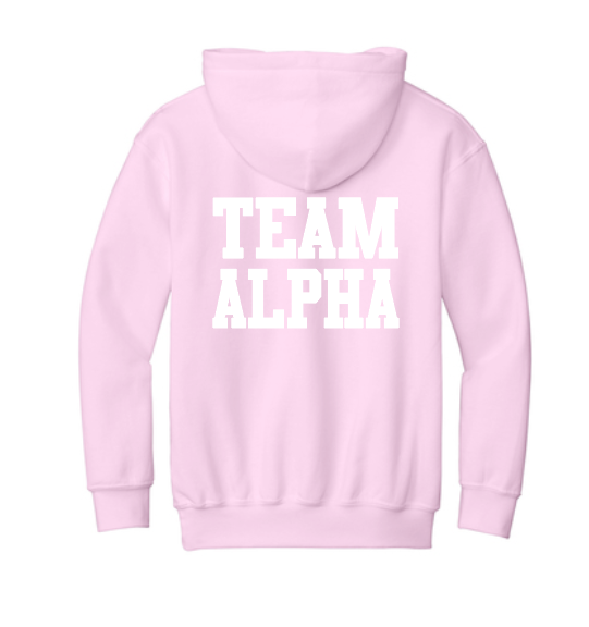Alpha Gymnastics "Team Alpha" Design Hooded Sweatshirt (pink)