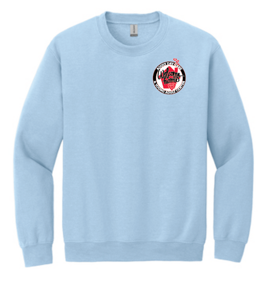 Welcome Home Adult Day Care Crewneck Sweatshirt (lt blue)