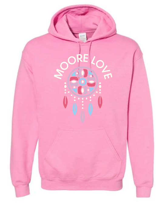 MPS Native American Ed "Moore Love" Design Hooded Sweatshirt (pink) (adult)