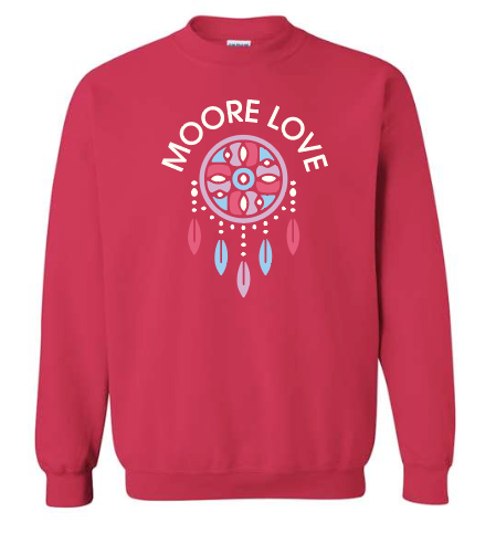 MPS Native American Ed "Moore Love" Design Crewneck Sweatshirt (red) (youth)