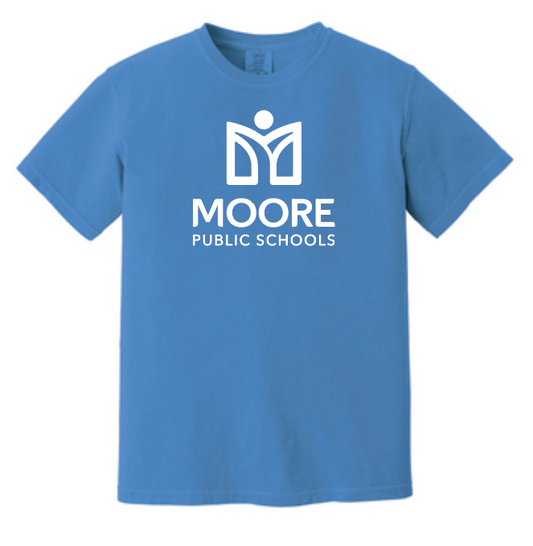 Moore Public Schools "Logo" Comfort Colors: MPS Secondary Palette S/S T-shirt (flo blue)