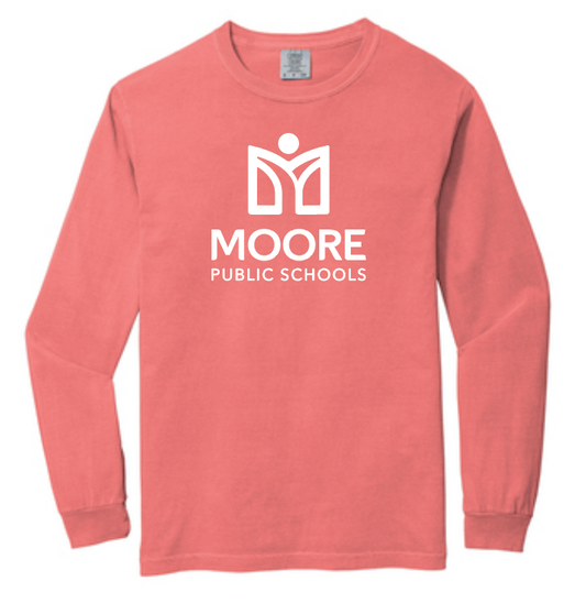 Moore Public Schools "Logo" Comfort Colors: MPS Secondary Palette L/S T-shirt (watermelon)