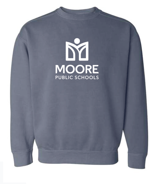 Moore Public Schools "Logo" Comfort Colors: MPS Secondary Palette Crewneck Sweatshirt (denim)