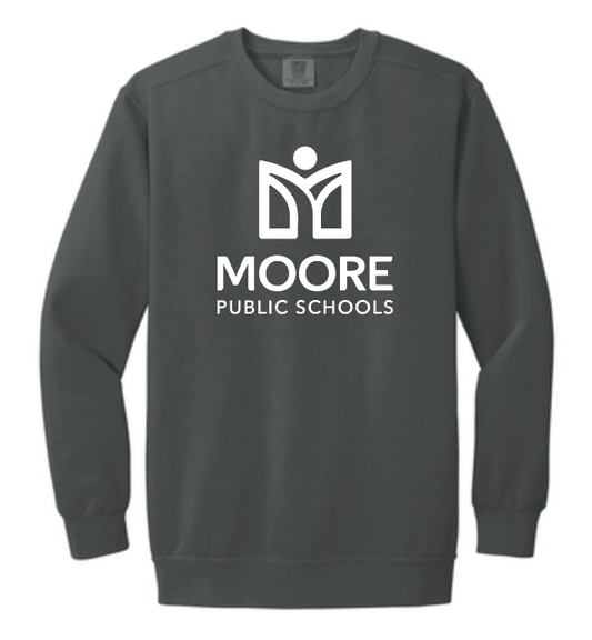 Moore Public Schools "Logo" Comfort Colors: MPS Secondary Palette Crewneck Sweatshirt (pepper)
