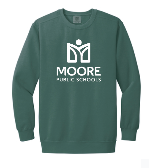 Moore Public Schools "Logo" Comfort Colors: MPS Secondary Palette Crewneck Sweatshirt (blue spruce)