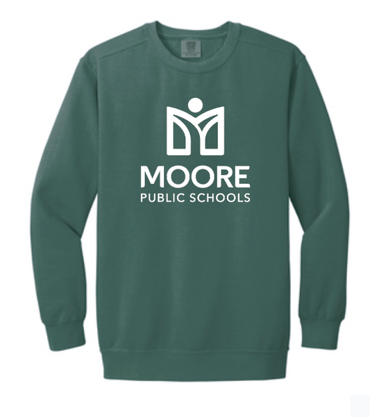 Moore Public Schools "Logo" Comfort Colors: MPS Secondary Palette Crewneck Sweatshirt (blue spruce)