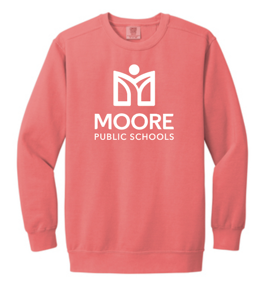 Moore Public Schools "Logo" Comfort Colors: MPS Secondary Palette Crewneck Sweatshirt (watermelon)