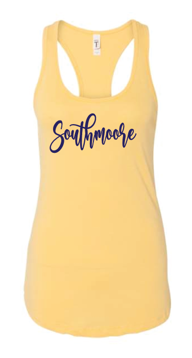 Southmoore Band "Script" Design Ladies Racerback Tank (yellow)