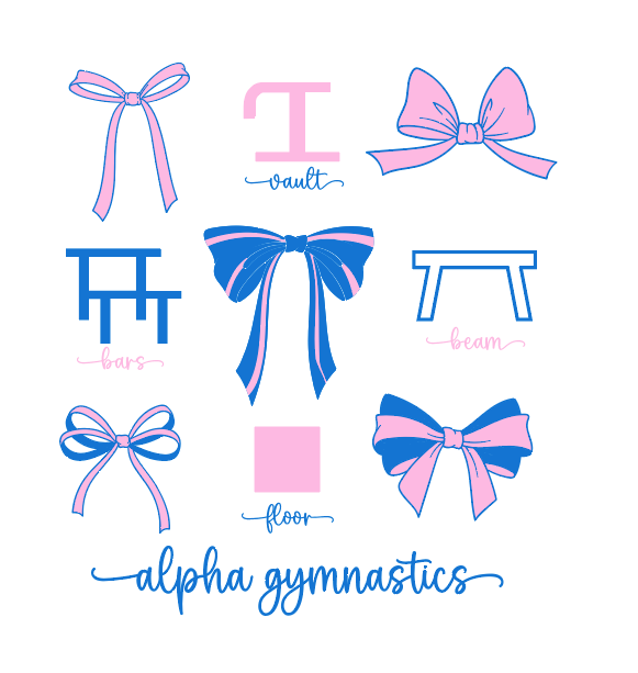 Alpha Gymnastics "Bows" Design Basic Crewneck Sweatshirt