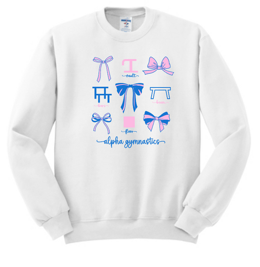 Alpha Gymnastics "Bows" Design Basic Crewneck Sweatshirt