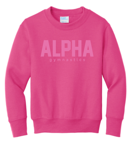 Alpha Gymnastics "Tonal Puff" Design Basic Crewneck Sweatshirt (pink)