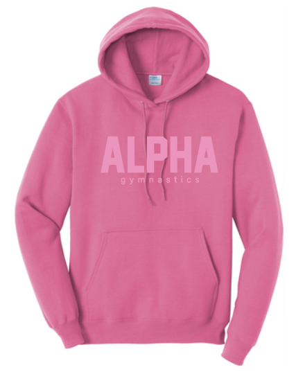 Alpha Gymnastics "Tonal Puff" Design Basic Hooded Sweatshirt (pink)