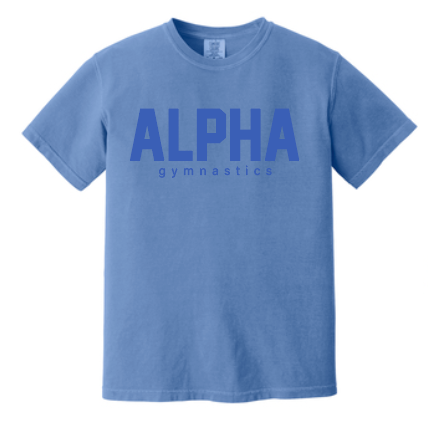 Alpha Gymnastics "Tonal Puff" Design S/S T-shirt (flo blue)