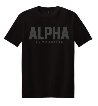 Alpha Gymnastics "Tonal Puff" Design S/S T-shirt (black)