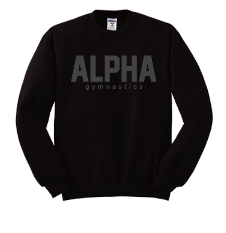 Alpha Gymnastics "Tonal Puff" Design Basic Crewneck Sweatshirt (black)