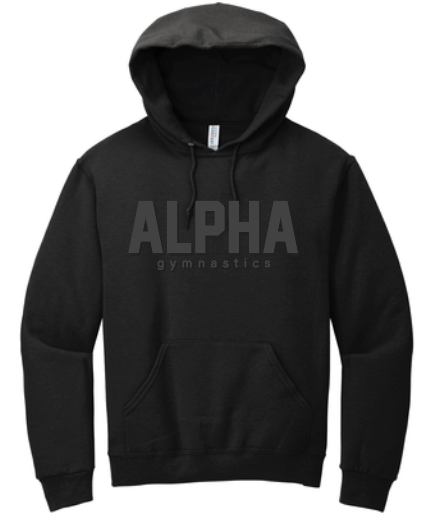 Alpha Gymnastics "Tonal Puff" Design Basic Hooded Sweatshirt (black)