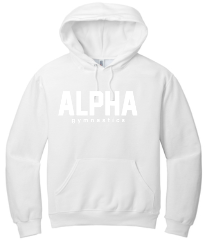 Alpha Gymnastics "Tonal Puff" Design Basic Hooded Sweatshirt (white)