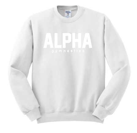 Alpha Gymnastics "Tonal Puff" Design Comfort Colors Crewneck Sweatshirt (white)(adult)