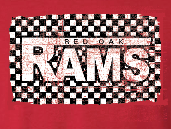 Red Oak "Rams Checkerboard" Design L/S T-shirt