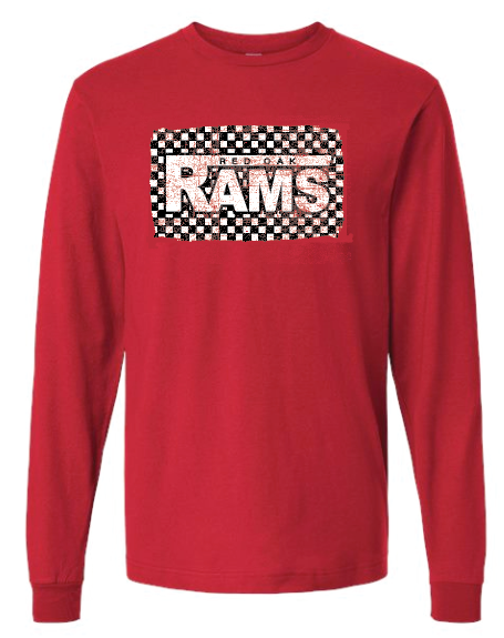 Red Oak "Rams Checkerboard" Design L/S T-shirt