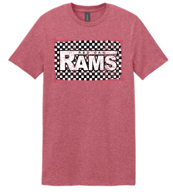 Red Oak "Rams Checkerboard" Design S/S T-shirt