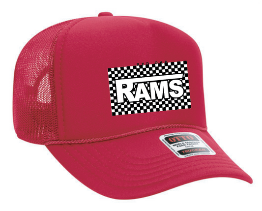 Red Oak "Rams Checkerboard" Design Trucker Cap