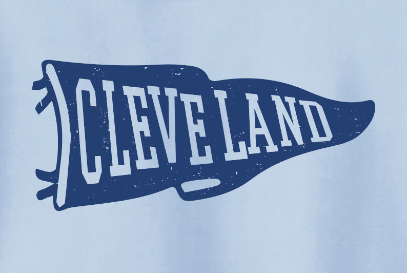 Cleveland "Pennant" Design Crewneck Sweatshirt (lt blue)(youth)