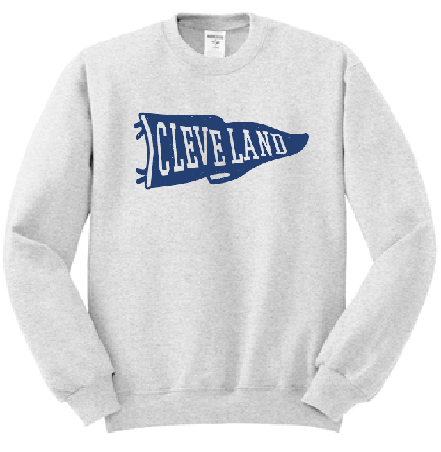 Cleveland "Pennant" Design Crewneck Sweatshirt (ash)(adult)