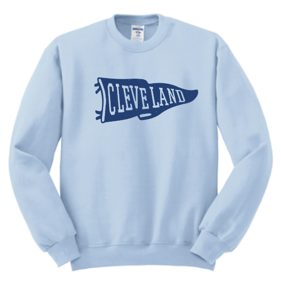 Cleveland "Pennant" Design Crewneck Sweatshirt (lt blue)(adult)