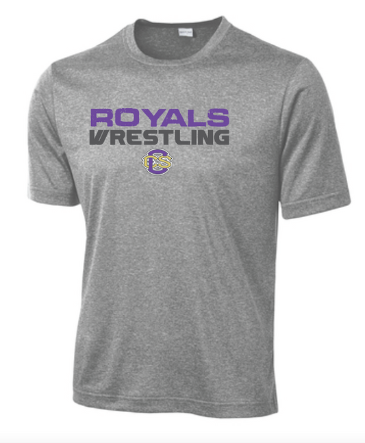 CCS Wrestling "Royals Wrestling" Design S/S Dri-fit T-shirt (heather grey)