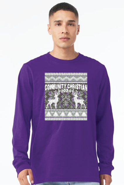 CCS Wrestling Christmas Design L/S T-shirt (adult)(purple)