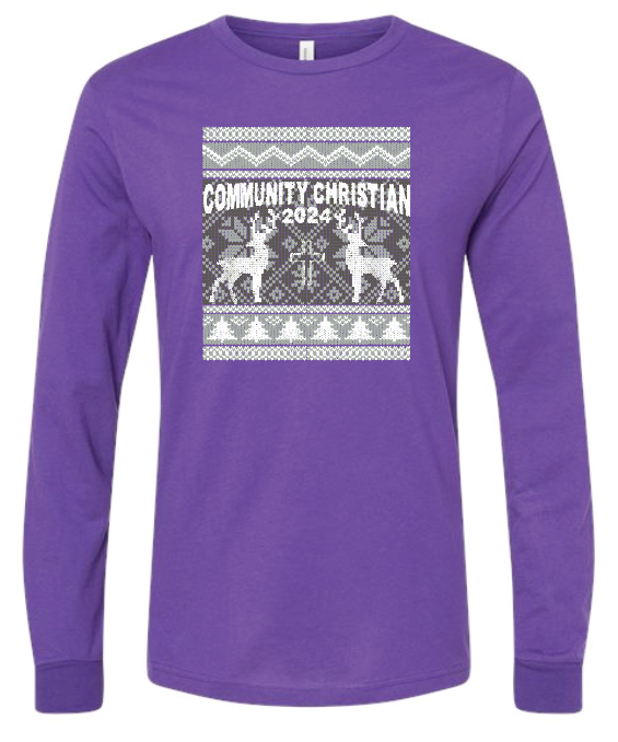 CCS Wrestling Christmas Design L/S T-shirt (youth)(purple)