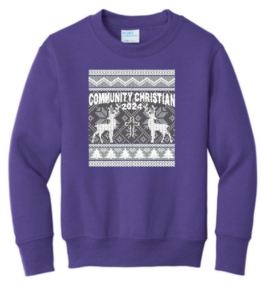 CCS Wrestling Christmas Design Crewneck Sweatshirt (adult)(purple)