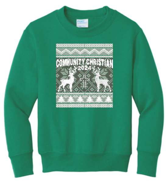 CCS Wrestling Christmas Design Crewneck Sweatshirt (youth)(kelly)