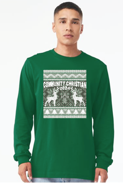 CCS Wrestling Christmas Design L/S T-shirt (adult)(kelly)