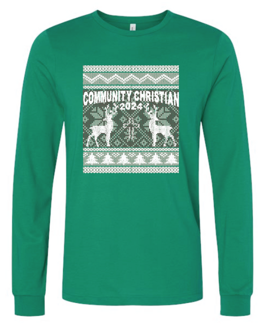 CCS Wrestling Christmas Design L/S T-shirt (youth)(kelly)