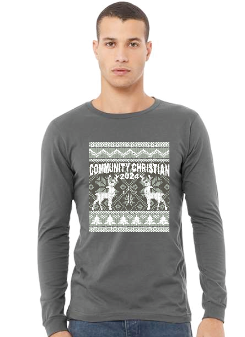 CCS Wrestling Christmas Design L/S T-shirt (adult)(grey)