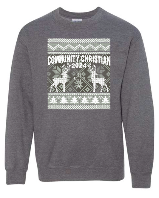 CCS Wrestling Christmas Design Crewneck Sweatshirt (adult)(grey)