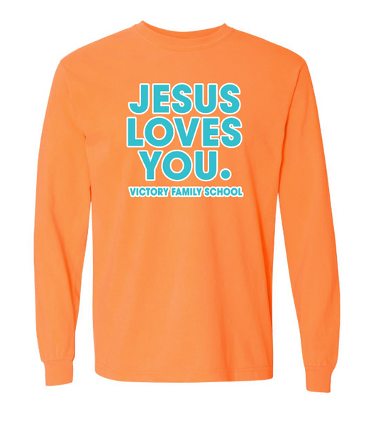 VFS "Jesus Loves You" Design Comfort Colors L/S T-shirt (melon)