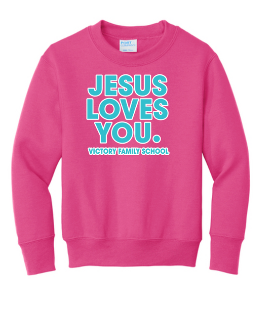 VFS "Jesus Loves You" Design Crewneck Sweatshirt (pink)
