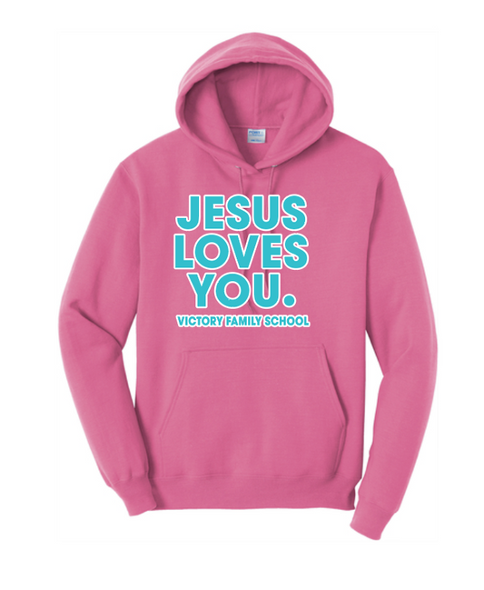 VFS "Jesus Loves You" Design Hooded Sweatshirt (pink)