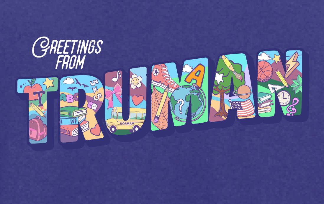 Truman "Postcard" Design Jerzees Hooded Sweatshirt (purple)