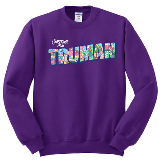 Truman "Postcard" Design Jerzees Crewneck Sweatshirt (purple)