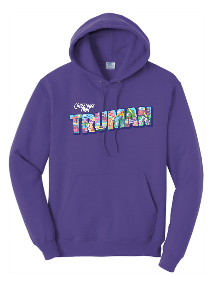 Truman "Postcard" Design Jerzees Hooded Sweatshirt (purple)