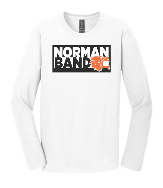 NHS Band "Block Logo" Design Softstyle L/S T-shirt (white)
