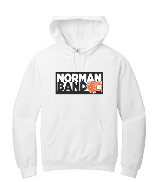 NHS Band "Block Logo" Design Jerzees Hooded Sweatshirt (white)