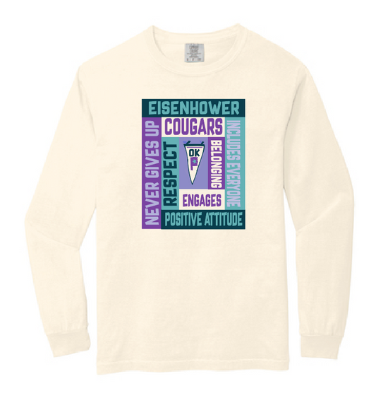 Eisenhower "Blocks" Design Comfort Colors L/S T-shirt (ivory)(f)