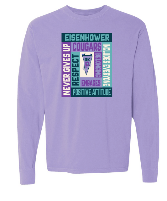 Eisenhower "Blocks" Design Comfort Colors L/S T-shirt (violet)(f)