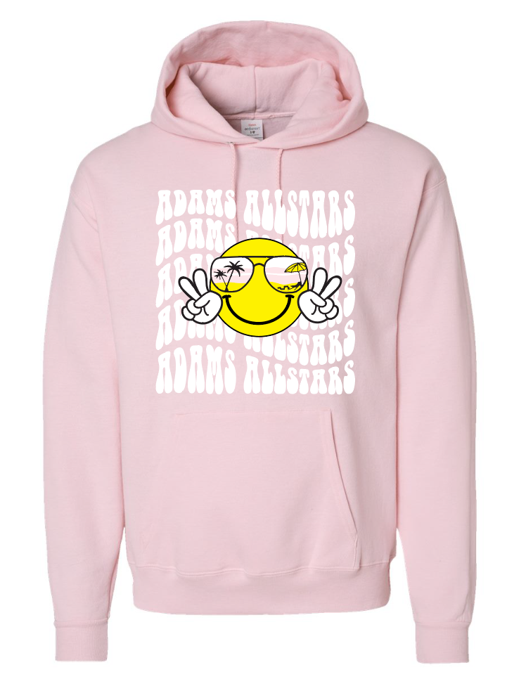 Adams "Smiley" Design Hooded Sweatshirt (pink)