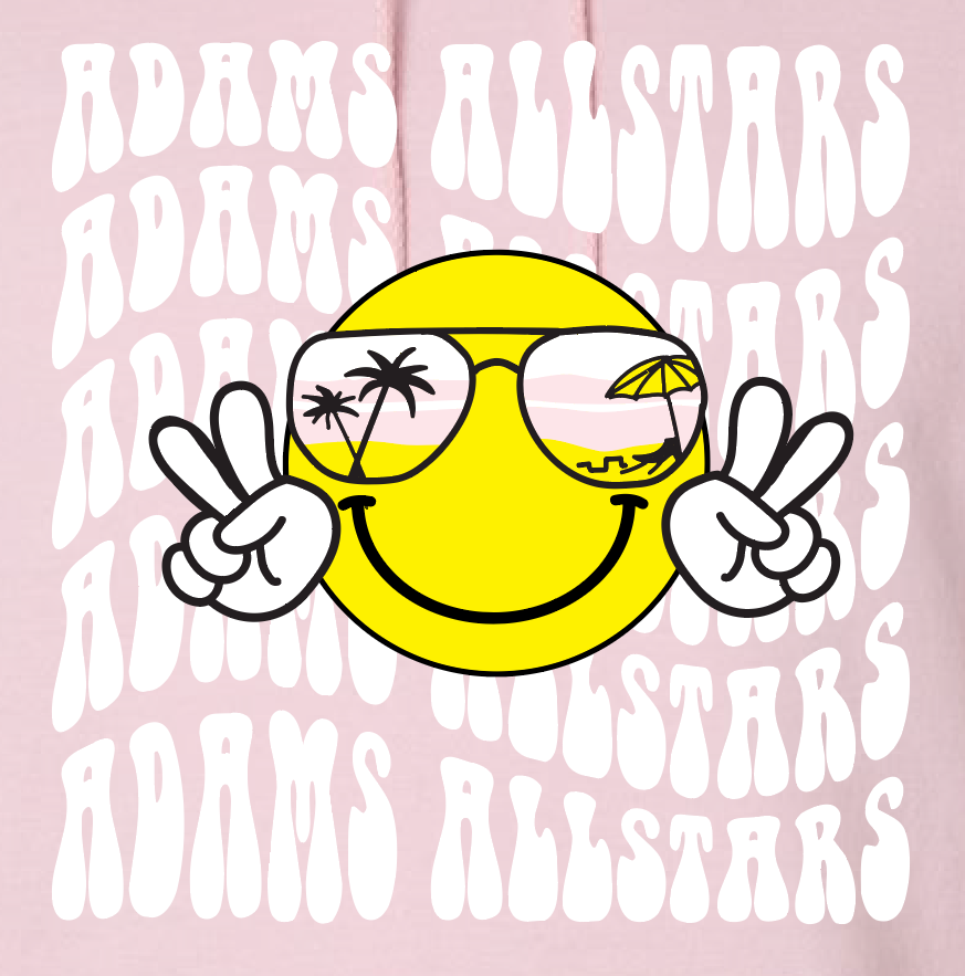 Adams "Smiley" Design Hooded Sweatshirt (pink)